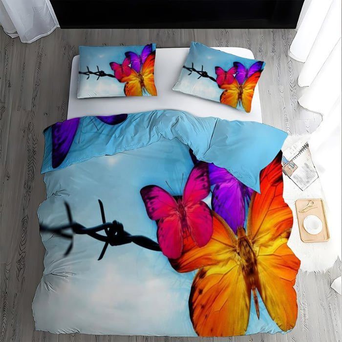 Housse De Couette Twin Rouge Papillons – 100% Coton, Fabriqué En Turquie