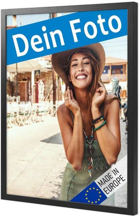 Cadre Photo 30x40 Cm Noir Avec Passe-partout - En Bois, Verre Acrylique - Pour Poster, Photo, Décoration Murale