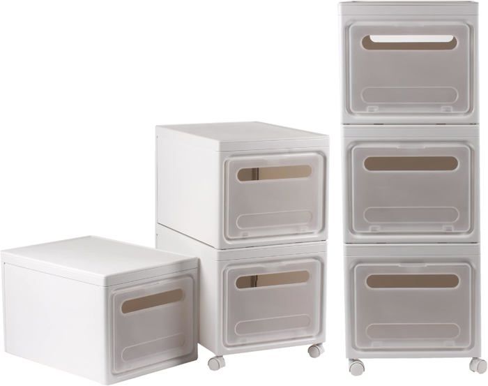 Boîtes de rangement empilables avec couvercles 3 tiroirs en plastique ...