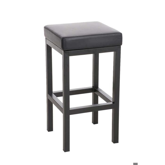Tabouret de bar x1 avec repose pieds design simple hauteur d assise 80 cm en PVC noir et support en metal noir 10_0005406 Tabouret de bar x1 avec repose pieds design simple hauteur d assise 80 cm en PVC noir et support en metal noir 10_0005406