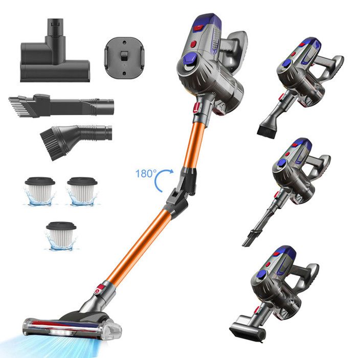 Aspirateur Balai sans Fil - 8 en 1/45KPa/550W - Batterie Amovible 50 Min Autonomie - pour Sols Durs/Les Poils danimaux/Tapis