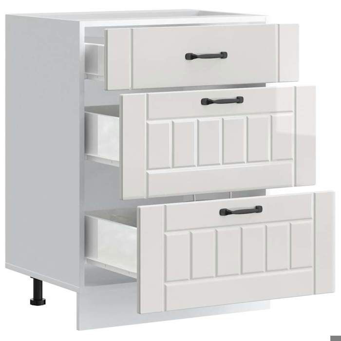 Promotion mai * Armoire de cuisine - Buffet de cuisine - Lucca blanc brillant bois ingénierie EU9062854271