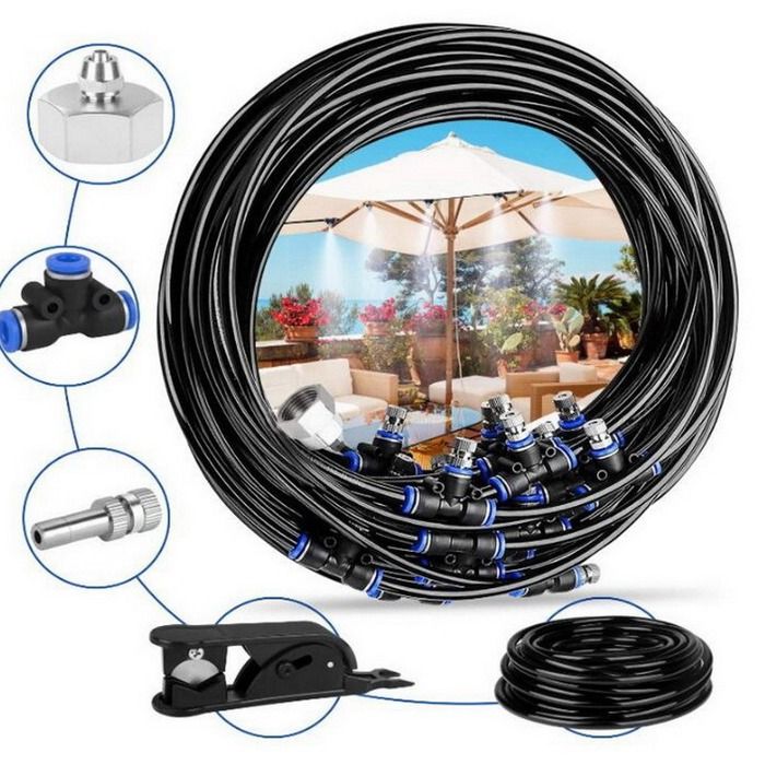 Kit Brumisateur Pour Terrasse Et Jardin - Longueur 10 Mètres - Système De Refroidissement Par Brume Fine - Pour été, Serres, Piscines - 2
