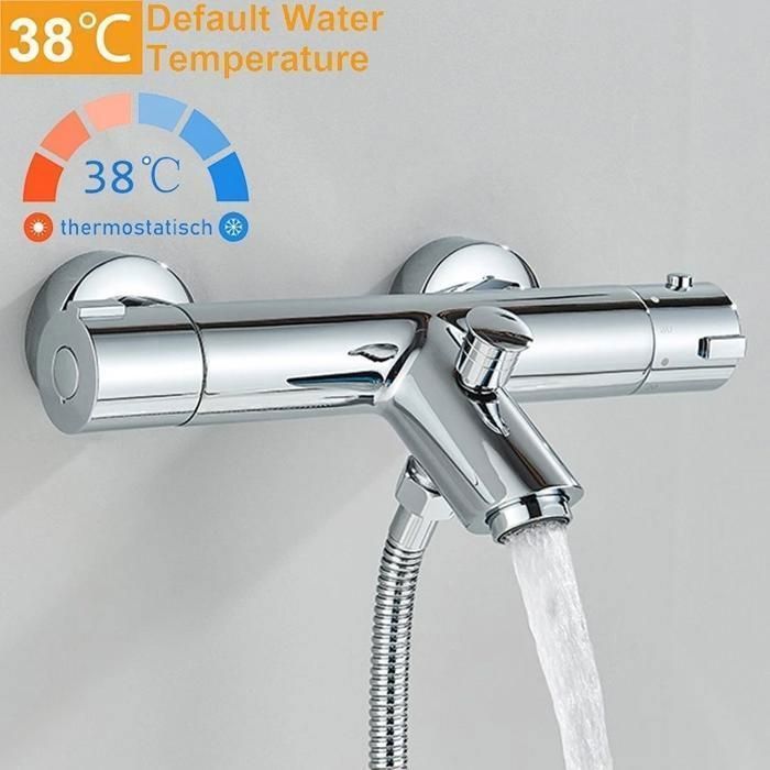Mitigeur Baignoire Thermostatique 38°C Cascade Robinet BaignoireMitigeur de Douche pour Baignoire avec Contrôle de La Température