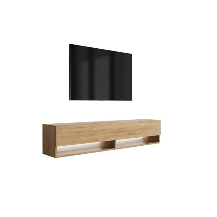 Meuble TV : Chêne Craft LED blanc 170 × 32 × 34 cm