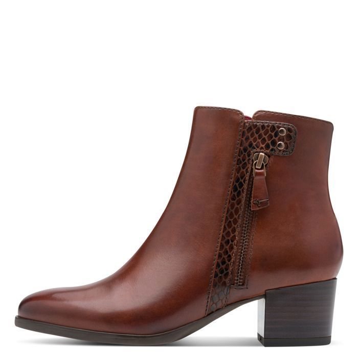 Bottines confort femme TAMARIS à talon Cuir marron Talon
