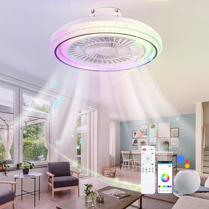 Ventilateur Plafond avec Lumiere et Musique Colours Bluetooth Haut Parleur RGB LED Plafonnier Ventilateur Plafond avec Lumiere et Musique Colours Bluetooth Haut Parleur RGB LED Plafonnier