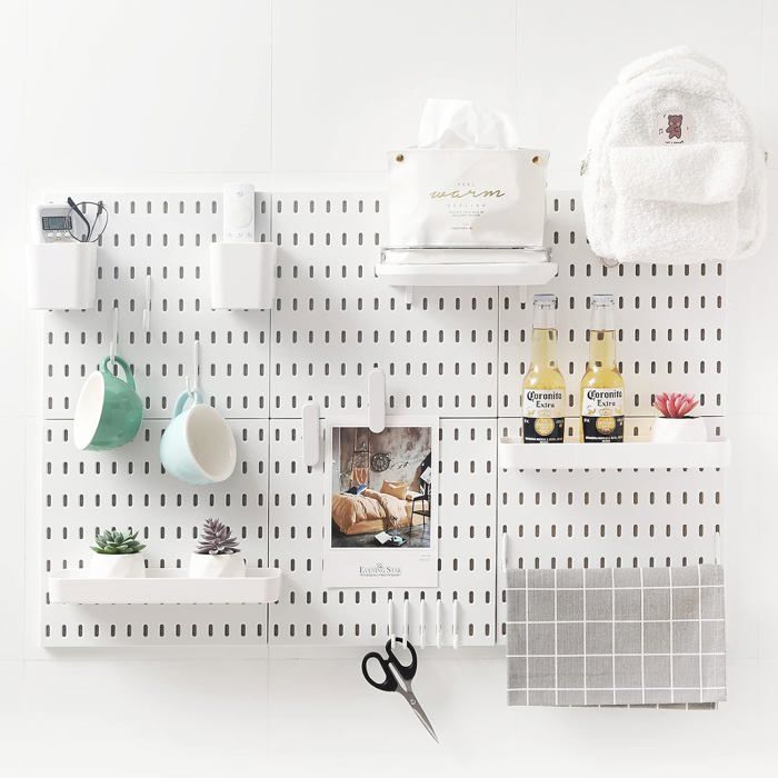 Kit de combinaison de panneau perforé Kit 18 accessoires rangement mural minimaliste