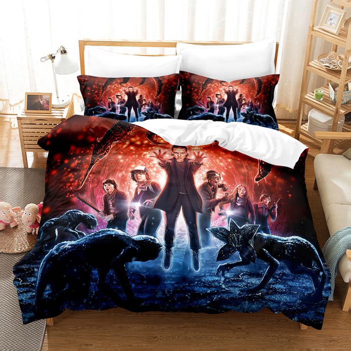 Housse De Couette 200x200 Cm Arbre De Vie - Microfibre Douce, 2 Taies 65x65 Cm - Déco Chambre Noire, Zip Et Sangles - 5