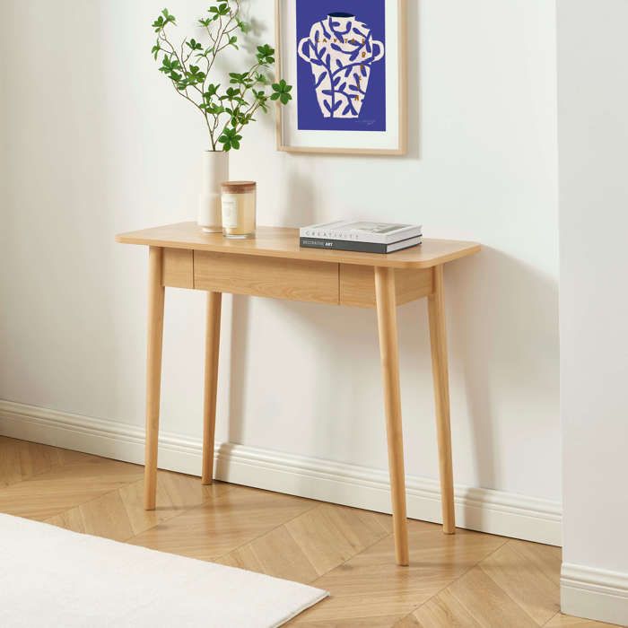 Console SOLENN effet chêne 1 tiroir 100cm - Bois