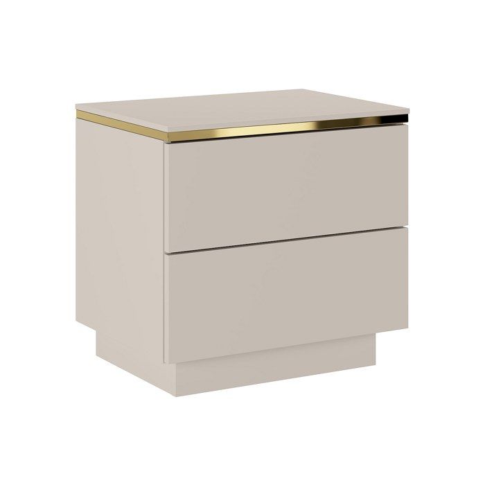 Table de chevet avec 2 tiroirs – Beige et doré - VUKIA Table de chevet avec 2 tiroirs – Beige et doré - VUKIA