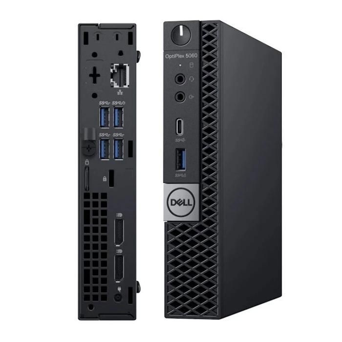 Dell OptiPlex 5060 Mini Core i5-8500 8 Go RAM 256 Go SSD Sans clavier WiFi Win 11 Pro - Reconditionné - Excellent état Reconditionné - Dell reconditionné disponible sur Cdiscount Seconde Vie
