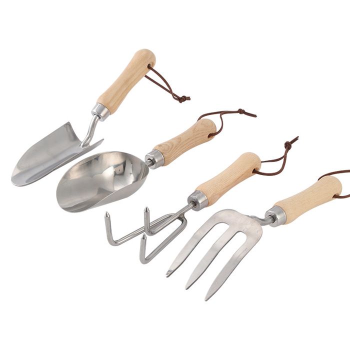 Outils de jardinage&nbsp;: pelle pelle avec seau râteau à trois dents houe à main ensemble de quatre pièces