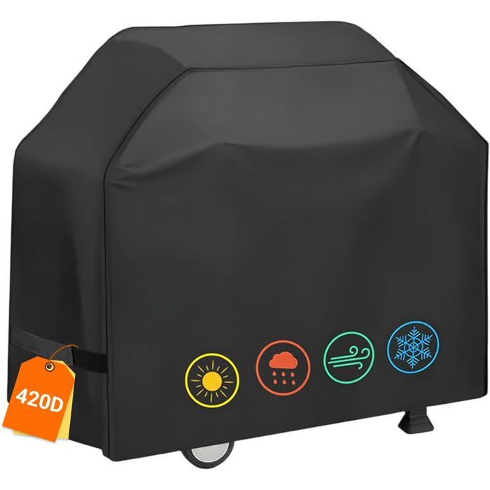 Housse de barbecue pour chariot à gaz plancha 420d 145x61x117 cm résistant aux UV imperméable à leau et à lhumidité