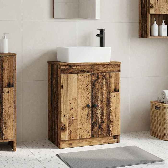 vidaXL Meuble de salle de bain avec évier Bois ancien 54 x 35 x 83 cm 890136
