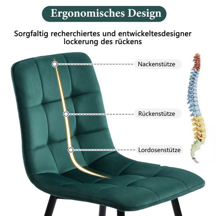 Ensemble table et chaises avec 1 table hexagonale et 4 chaises - UVRION - MDF effet marbre et acier - Vert et doré