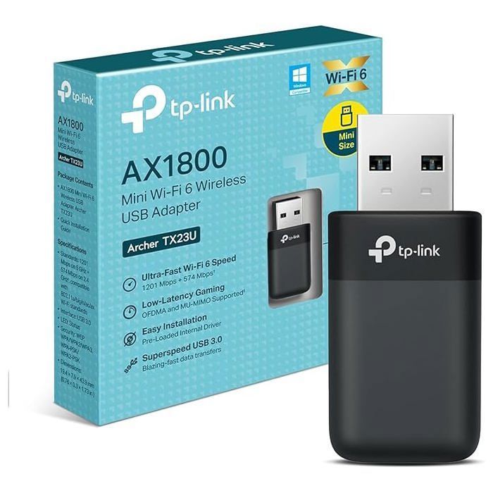 TP Link Archer TX23U Clé USB WiFi 6 AX1800 Double Bande USB 3.0 WPA3 Pilote Intégré