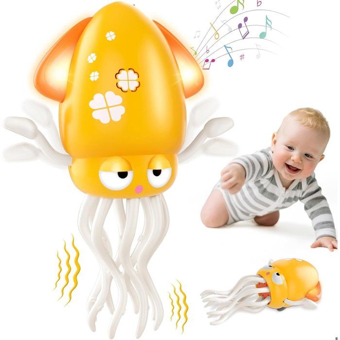 Méduse Qui Marche Bebe Dansant chanter évitement automatique rechargeable avec LED et musique Jouet Bebe 6-36 Mois Jaune