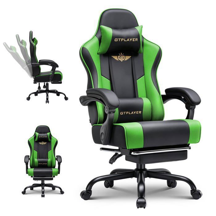 Fauteuil gaming ergonomique GTPLAYER en PU avec repose pieds - vue 2