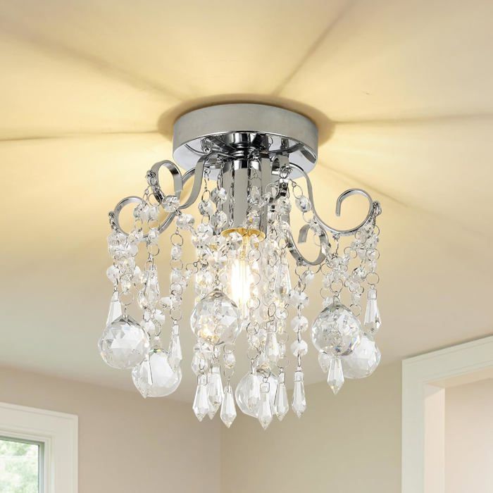 Modern Crystal Chandelier Ceiling Light for Living Room Gold Glass