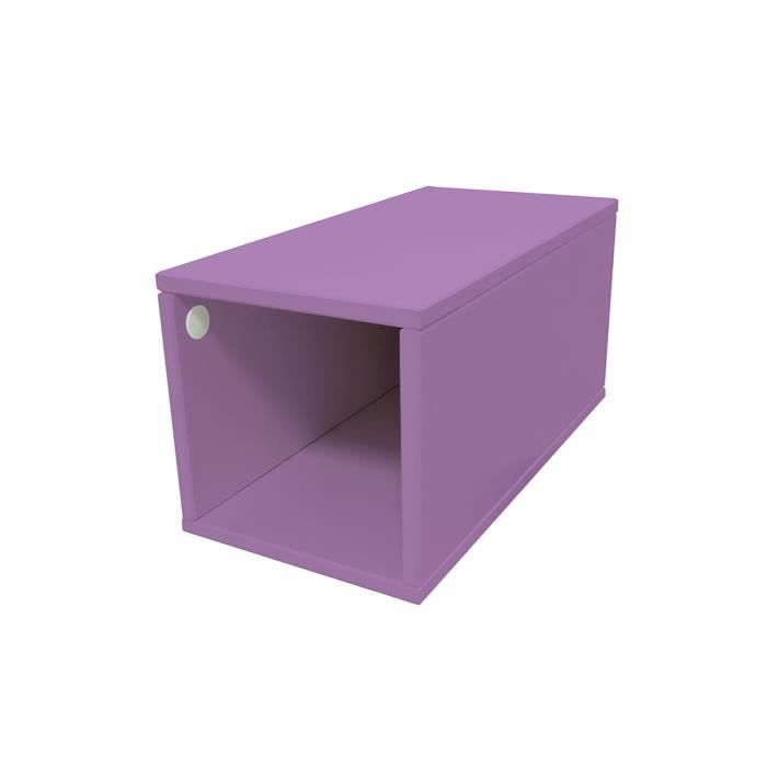 cube de rangement bois largeur 25 cm - couleur - lilas, dimensions - 25x50