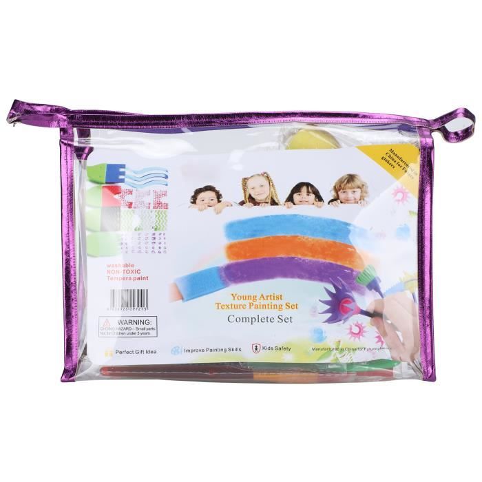 28 Pinceaux Éponges Ronds Avec Palette - Outils Peinture Pour Enfants Et DIY