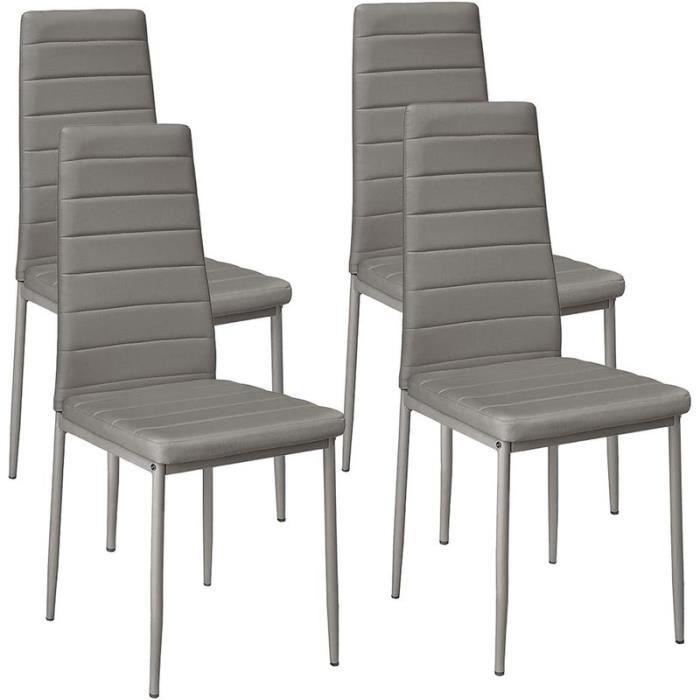 ALIGHTUP Lot de 4 chaises de salle à manger tapissées en PU Gris
