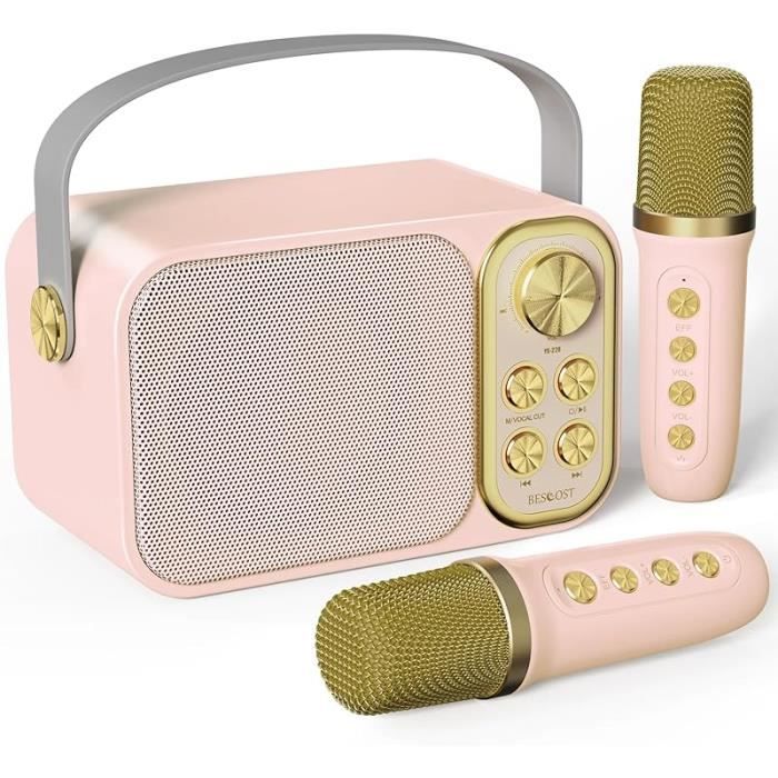 Studio Micro Karaoké Enfant – Micro Sur Pied Réglable, Haut-parleur Intégré, Bibliothèque Musicale – Cadeau Dès 3 Ans