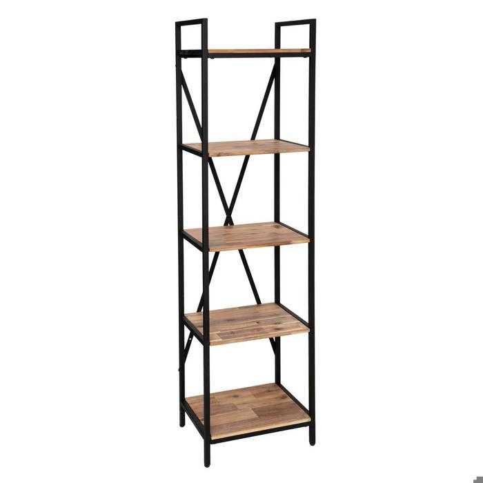 Bibliothèque Edena acacia et métal 45x180cm Bibliothèque Edena acacia et métal 45x180cm