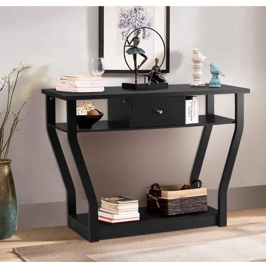 GIANTEX Console Meuble Entrée avec Tiroir et 3 Étages de Rangement Table d’Appoint Table d’Entrée/Salon/Chambre 120x30x81 CM Noir GIANTEX Console Meuble Entrée avec Tiroir et 3 Étages de Rangement Table d’Appoint Table d’Entrée/Salon/Chambre 120x30x81 CM Noir