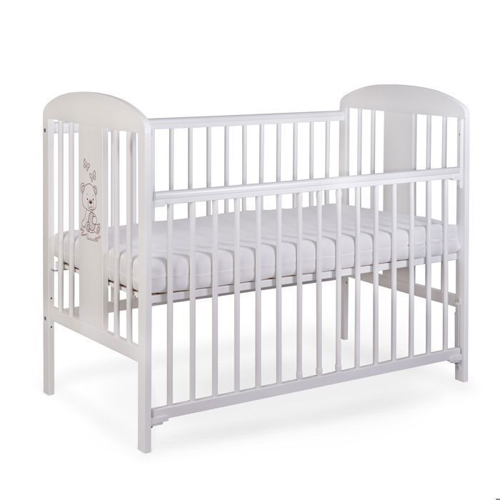 Lit à barreaux TOMI 20 - Ourson - Barrière coulissante - Matelas et drap  inclus - Blanc - Cdiscount Puériculture & Eveil bébé