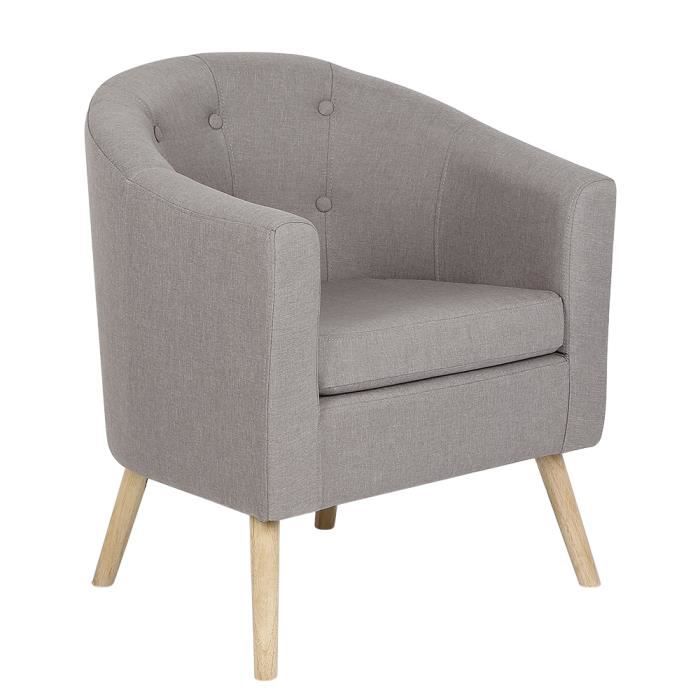 Fauteuil en lin Gris canapé à 1 place Chaise Sofa Confortable - l.64xp.50xh.69 cm