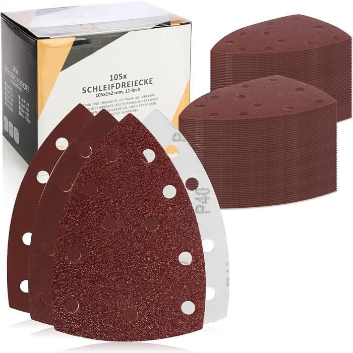 Lot De 60 Triangles Abrasifs Delta - 93x93mm - 6 Trous - Grains 40 à 240 - Pour Ponceuse Delta - Auto-Adhésifs
