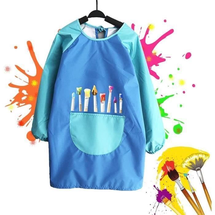 Tablier de peinture imperméable à manches longues pour enfants - Bleu foncé - Taille XL Tablier de peinture imperméable à manches longues pour enfants - Bleu foncé - Taille XL