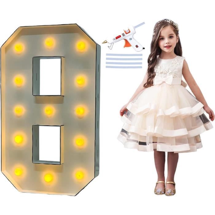Chiffre Lumineux LED 1m - Décoration Anniversaire DIY - Chiffre 0 Blanc - Pour Fête & Mariage