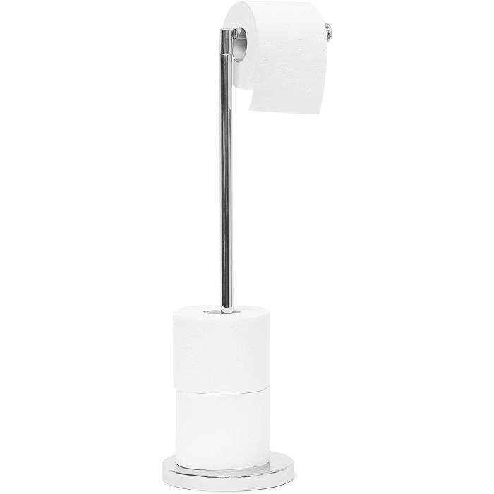 FORIOUS Support de papier toilette noir sur pied, distributeur de