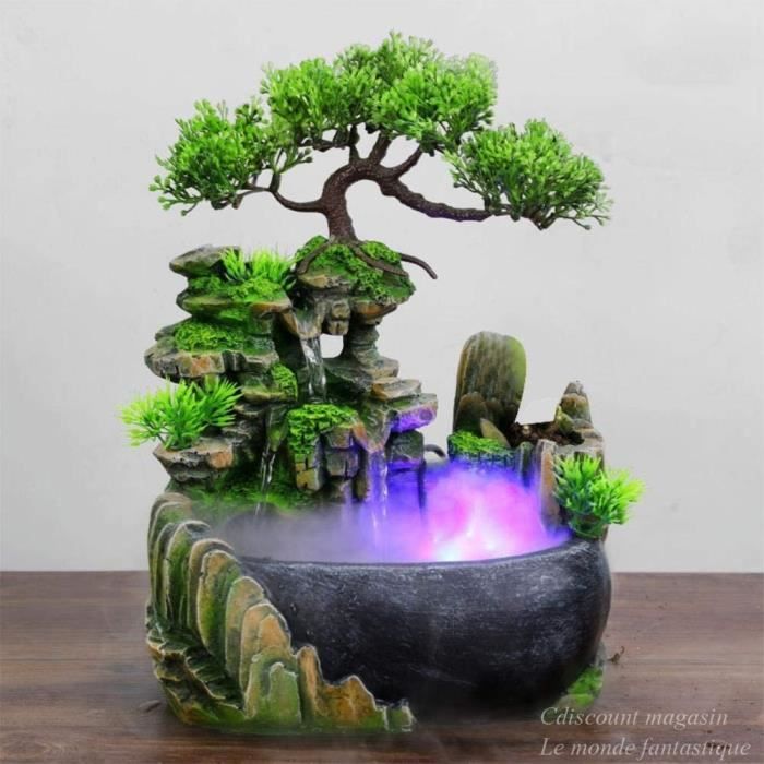 Créatif Intérieur Simulation Résine Rocaille Cascade Statue Feng Shui  Fontaine D'eau Maison Jardin Déco