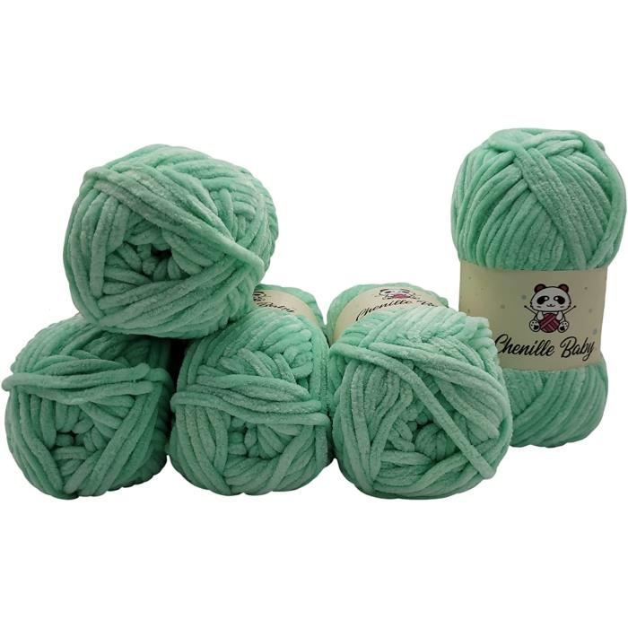 Pelote de laine à tricoter Chenille pour bébé, 500 g, 5 x 100 g de fil à  tricoter Super Bulky (vert clair A193 - Cdiscount Beaux-Arts et Loisirs  créatifs
