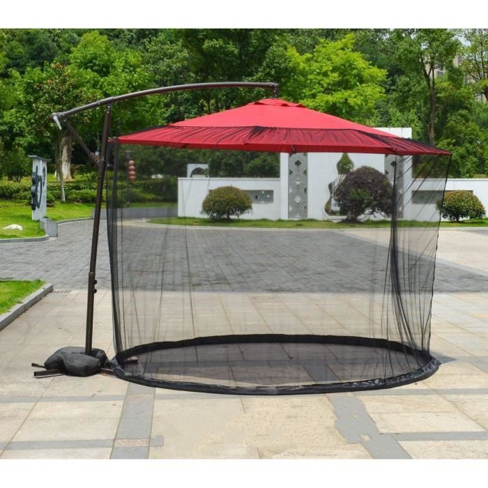 Moustiquaire Pour Parasol 250-300cm - Base Remplissable, Polyester, Protection Anti-Moustiques Jardin/Plage