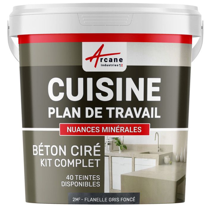 Kit Beton Cire Plan De Travail Cuisine Flanelle Gris Fonce Kit 2 M 2 Couches Achat Vente Peinture Vernis Kit Beton Cire Cuisine Cdiscount
