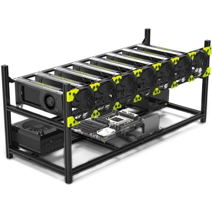 ZHU Mining Chassis pour Rig de Minage - Mining Rig Up jusqu'à 6 GPU