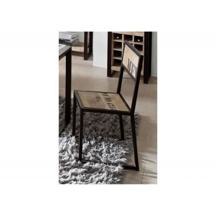 Chaise industrielle - Bois massif de manguier brut - Fer et bois imprimé - FACTORY 109 Chaise industrielle - Bois massif de manguier brut - Fer et bois imprimé - FACTORY 109