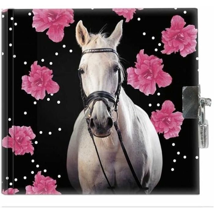 I Love Horses Journal intime motif chevaux avec château Livre secret Album de poésie cheval poney 