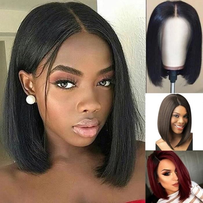 Perruque la mode pour femmes cheveux synth tiques noirs