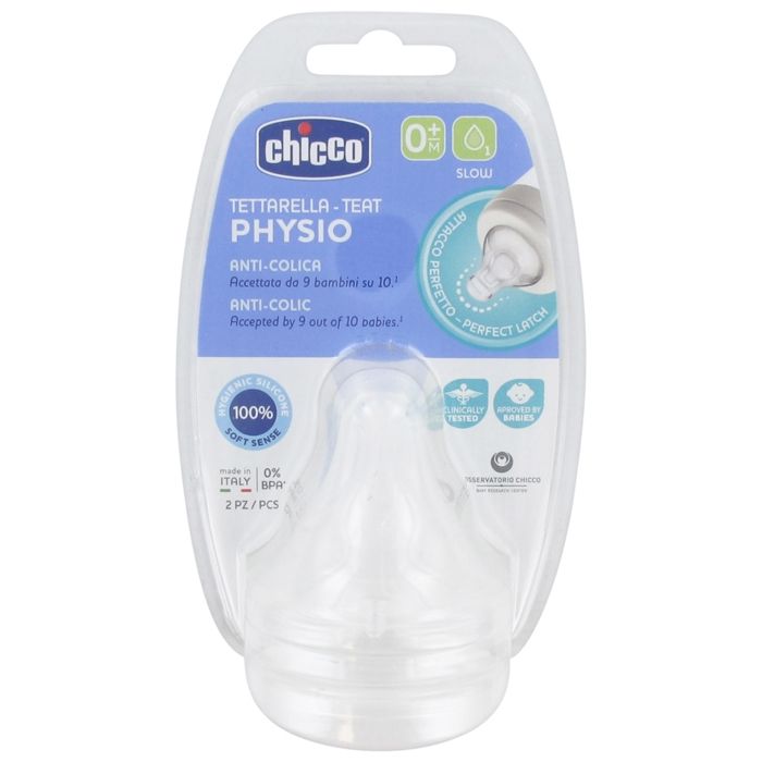 Tétine Physiologique Anti-Coliques Chicco Débit Lent +0m Lot de 2