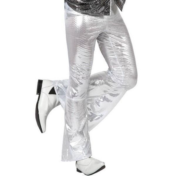 PANTALON Déguisement DISCO Gris Argent M//L Homme Femme Années 1980 NEUF pas cher