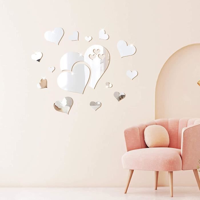 Stickers Muraux Miroir Coeur 3d Auto Adhesif Acrylique Mur Art Autocollants Pour La Maison Salon Chambre 15 Pcs Argent Cdiscount Maison Stickers Muraux Miroir Coeur 3d Auto Adhesif Acrylique Mur Art Autocollants Pour La Maison Salon Chambre 15 Pcs Argent Cdiscount Maison