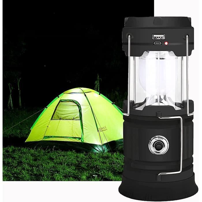 lanterne led rechargeable, thanmoer lanterne de camping solaire rechargeable, 2 modes lanterne de jardin portable, torche 360°