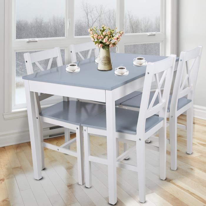 table à manger Blanc antique Lot de 4 chaises Table extensible 90 x 77 x 65 cm salon Table de salle à manger chromée OMAC Table de cuisine avec chaises de cuisine