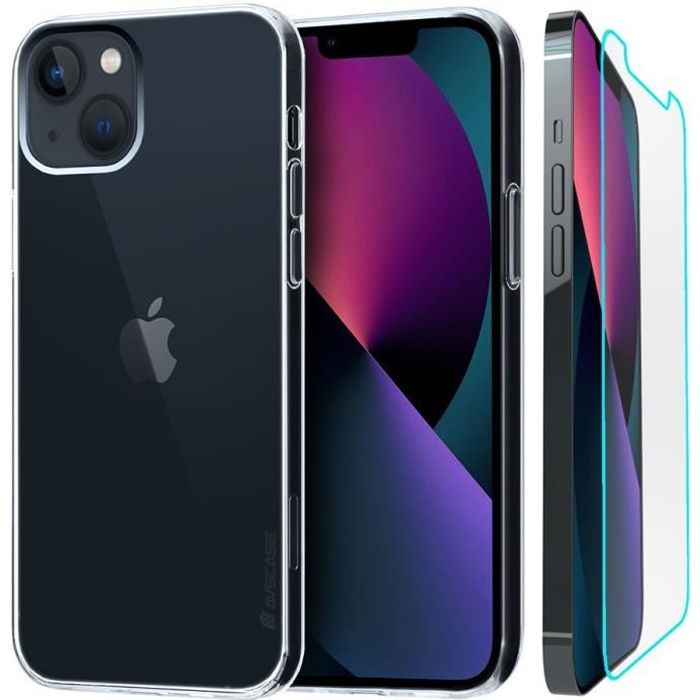 Coque IPhone 13 Pro Max - Silicone TPU Transparent + Verre Trempé - Marque Little Boutik